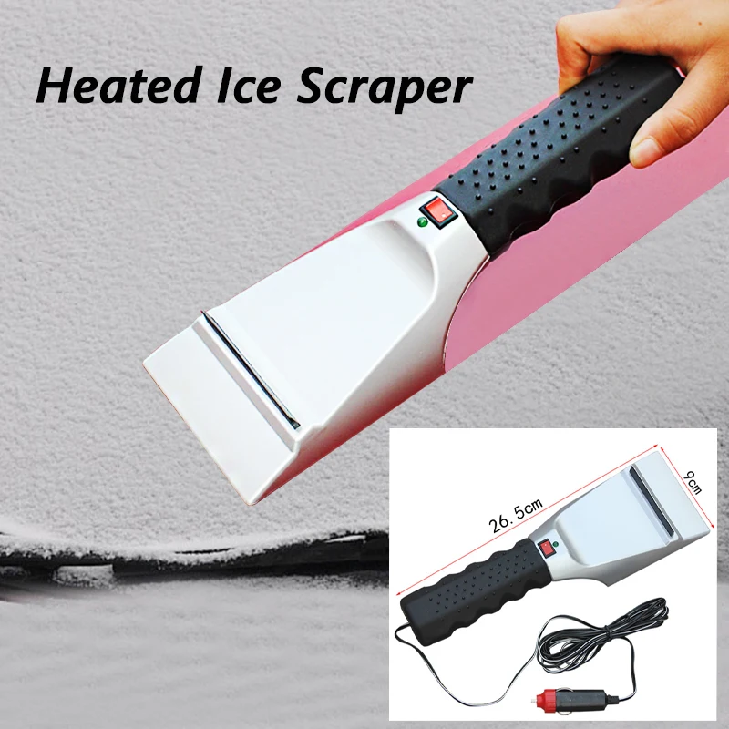 EAFC Car Ice Scraper Snow Shovel Windshield Ice Glass Scraper Brush For Car 12V Winte Electric Heated Windshield Defrost Snow