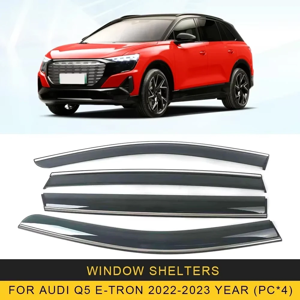 

Chrome Strips Rain Guards for Audi Q5 E-TRON 2022-2023 Window Visor Wind Deflectors Door Visor Vent Shades Ventvisor