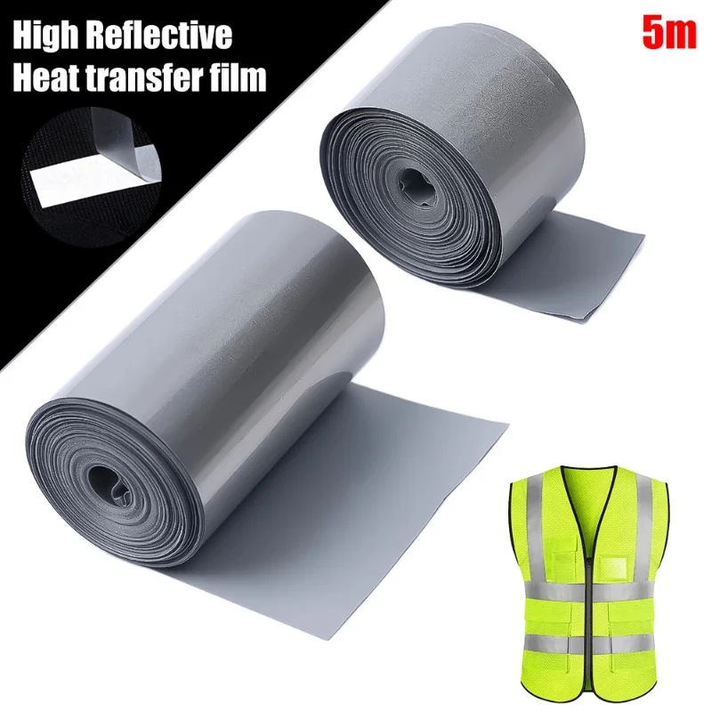 5M Warmteoverdracht Reflecterende Tape 2-5cm Warmteoverdracht Strip Sticker voor DIY Kleding Tas Schoenen Ijzer op Veiligheid Kleding Benodigdheden