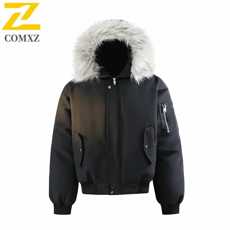

Parka Jacket Winter Cotton Coat Faux Fur Collar Thickened Warm Triple Protection Oversized Hooded Windproof Waterproof Apparel