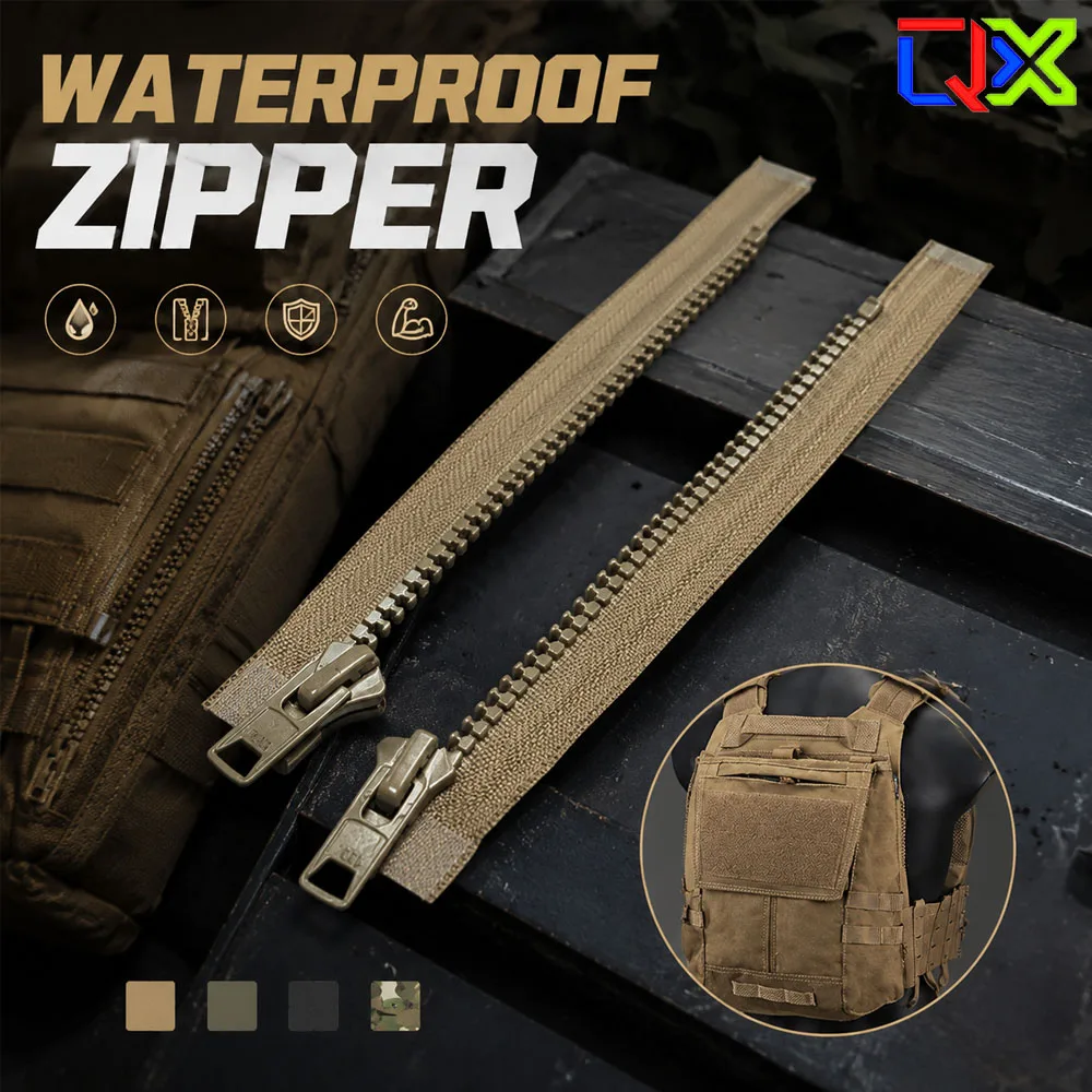 QX Waterproof Zipper DIY Replacement Heavy Duty #10 Zipper with Slider for Tactical Backpack Vest Outdoor Gear Accessories