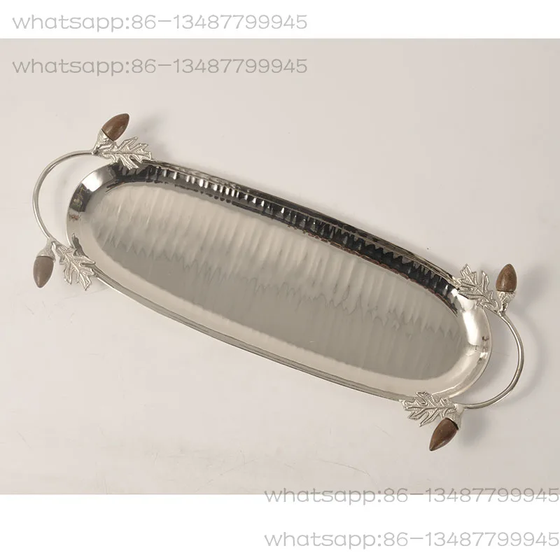 

French Imported Bright Silver Tray Silver Oval Tray Fruit Coffee Table Storage Model Room Ornament