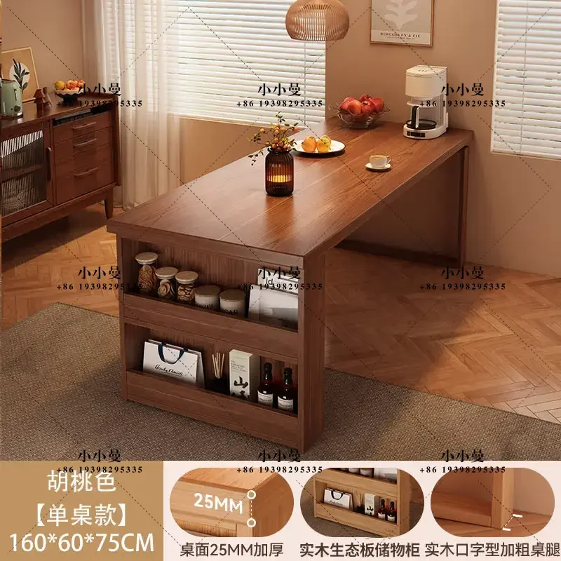 Log Wind Household Dining Table Nordic Kitchen Island Island Table Integrated Multi-functional Island Rectangular Dining Table