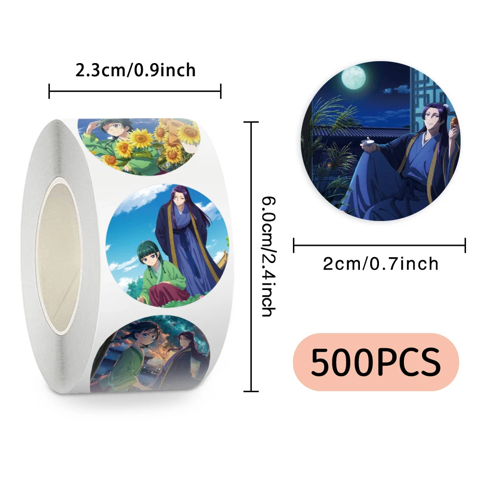 500pcs/roll Anime The Apothecary Diaries Sealing Stickers Cute Jinshi Mao Mao Cartoon Decals Sticker for Scrapbook Laptop Phone