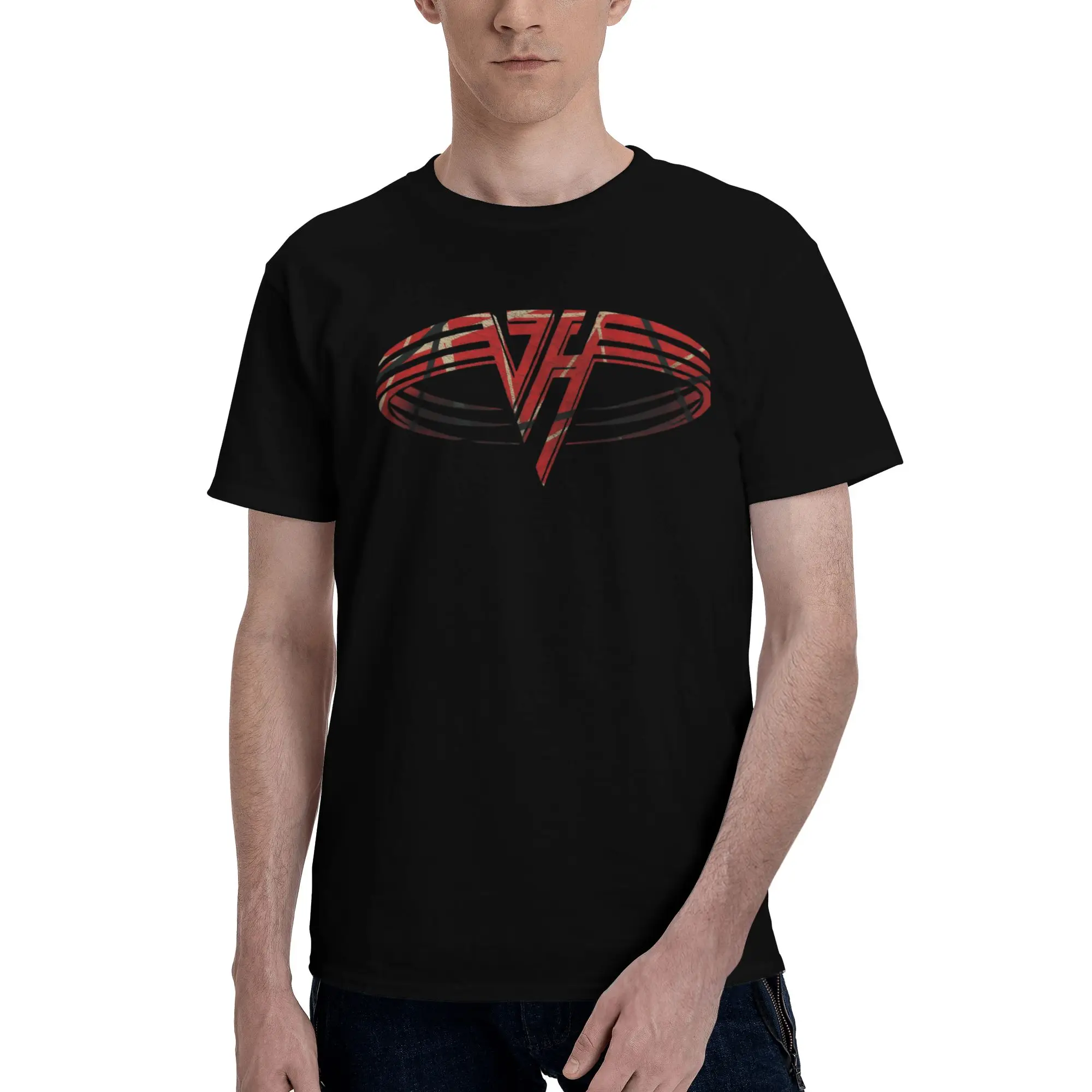 Camiseta personalizada 100% algodón para hombre, cuello redondo, manga corta, Van Halen, bandera del Reino Unido, estampado VH desgastado, Van Halen-S