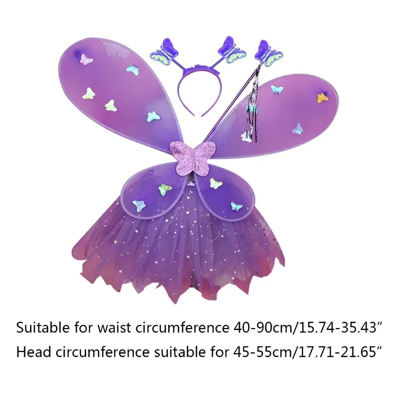 Disfraz hada princesa 634C para niña, vestido con tutú para varita mariposa, diadema para niños, juego rol