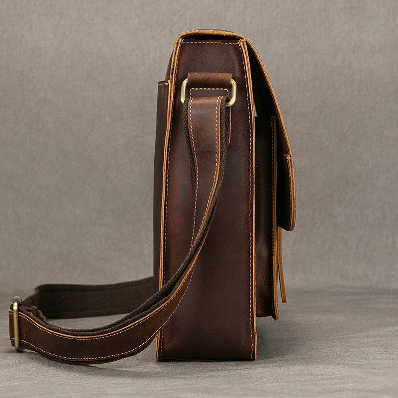 Vintage Men's Shoulder Bag Genuine Leather Men Sling Bag Cow skin Crazy horse leather crossbody men messenger bag travel bags