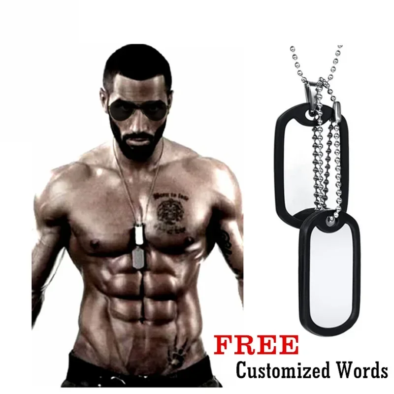 Customized ID Double Dog Tag Pendant Necklaces for Men Army Military Soldier Silencer Circle Personalized Jewelry