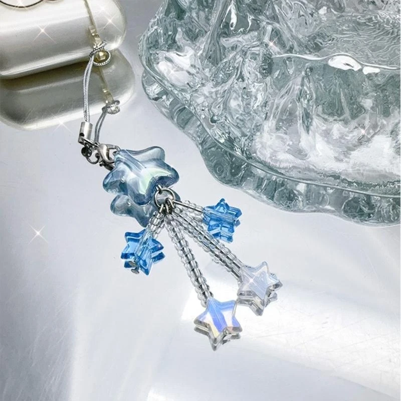 

Y2GD Star Bead Tassels Pendant Y2K Phone Straps Bag Charm Keys Decoration Chain