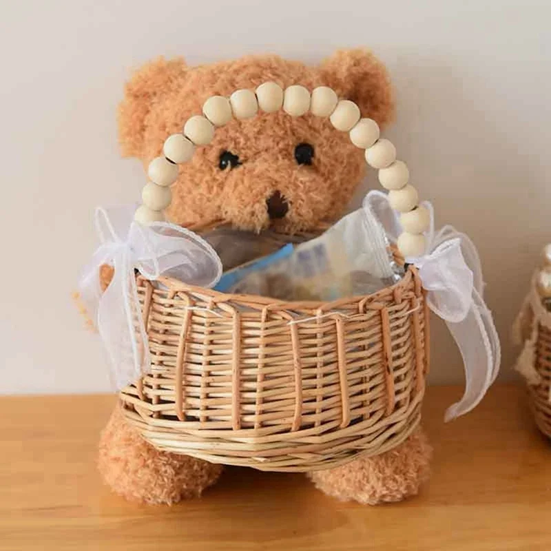 

1 шт., плетеная корзина ручной работы из ротанга, корзина для пикника, корзина для девочек с жемчужной ручкой, декоративная корзина для цветов, декоративная