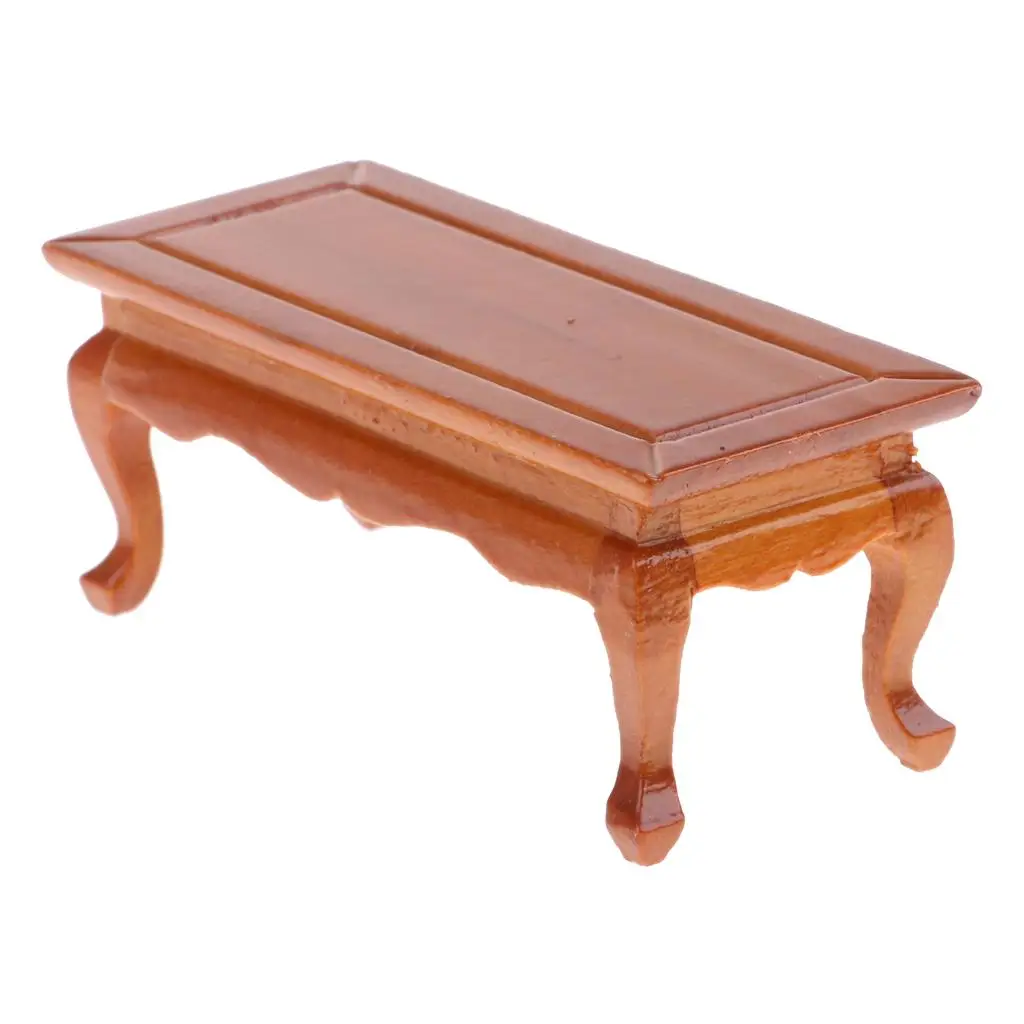Mesa de chá de madeira em miniatura, artesanato retrô de casa de bonecas 1/12, simulação de brinquedo, mini mesa de centro, acessório de decoração de sala de estar