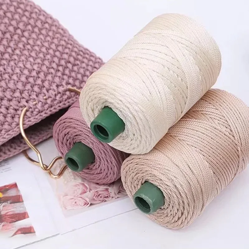 200m/roll Crochet YarnThread para Mão-malha Hat Bag Summer Sun Hat Ice Rope DIY Almofada Gancho Seda Wool Yarn Sewing Acessórios