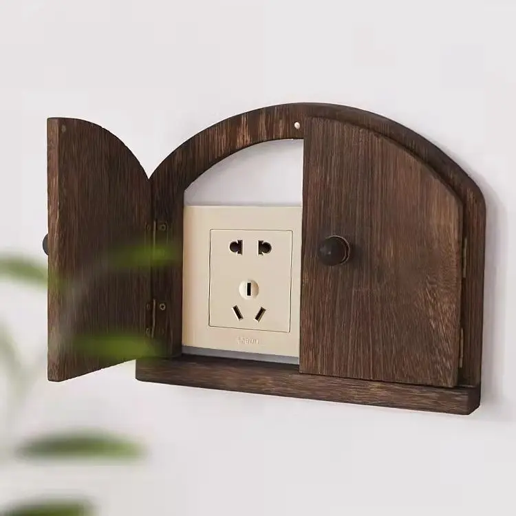 

Деревянная наклейка на переключатель, настенная защитная крышка для дома, уродливый кондиционер, панель розеток с двойной открытой дверью, декоративная рамка