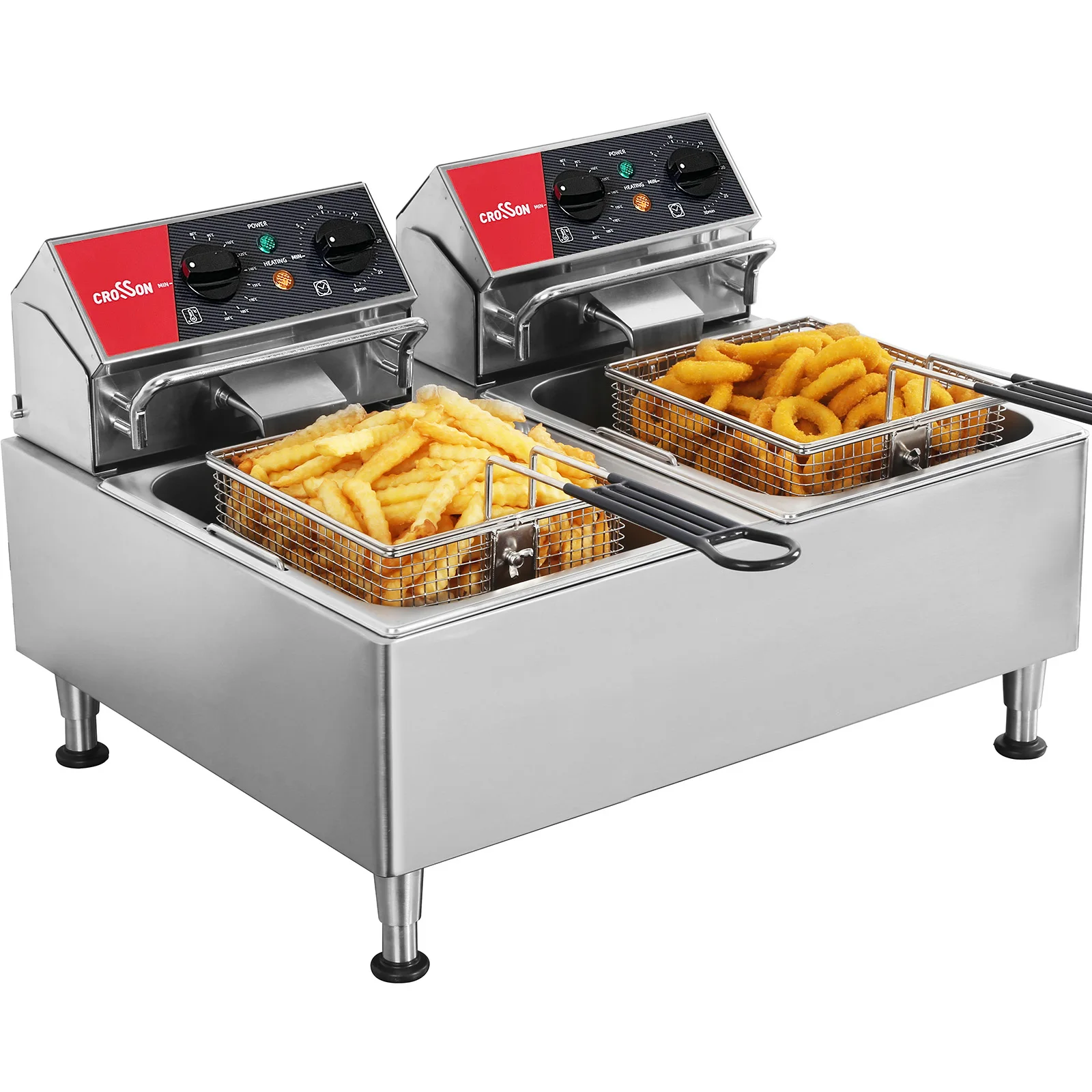 For CF-26  12L Electric Deep Fryer with Double Tank and Rotating Fryer Head 30-Minute Timer  Countertop Fryer m