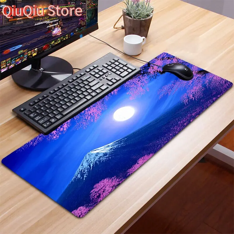 Alfombrilla de ratón Kawaii antideslizante, alfombrilla de ratón para Gamer 90x40 XXL, accesorios de ordenador, teclado, alfombrilla, Anime, flores de cerezo