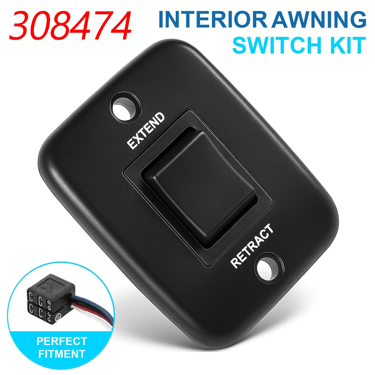 Kit de interruptor y placa de repuesto de 6 pines para toldo de RV de 40 amperios, interruptor momentáneo de 6 terminales para todos los toldos Solera Power