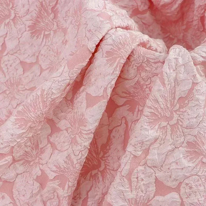 

1x1.5m Bubble Damask Jacquard Wrinkle Fabric Lily Flower Relief Jacquard Brocade DIY Dress Cheongsam Vintage Designer Fabric