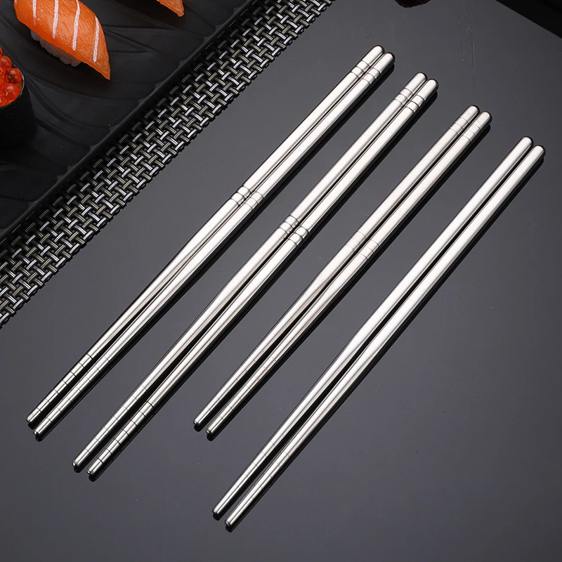 1 Pair Chopsticks 304/201 Stainless Steel Non-Slip Chopstick Metal Sushi Sticks Korean Japanese Food Chinese Chopsticks