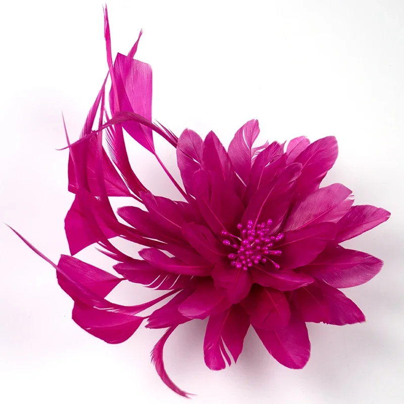 Beautiful Feather Flower Wedding Fascinator Bride Headwear Hair Pin Fashion Women Hair Accessories Cocktail Plumage Headdress