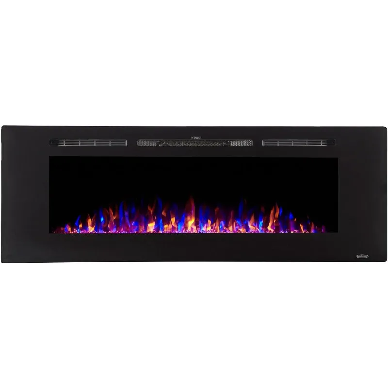 Smart Electric Fireplace- Flame Options-1500W Heater w/Thermostat-Black-Log & Crystal Hearth Options -Alexa/WiFi Enabled