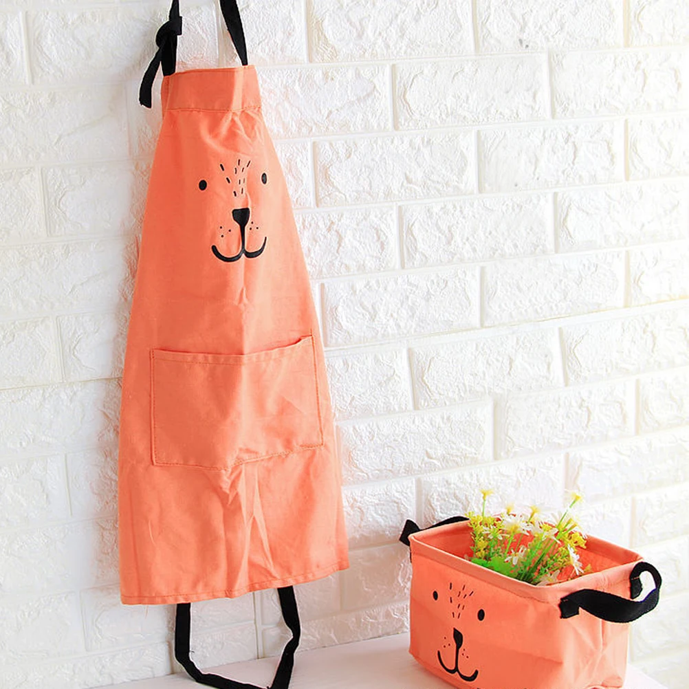 

Adjustable Chef Kitchen Apron Size S Orange Perfect for Home Cooking Baking Barbecuing Long Waist Straps Pocket Easy Clean