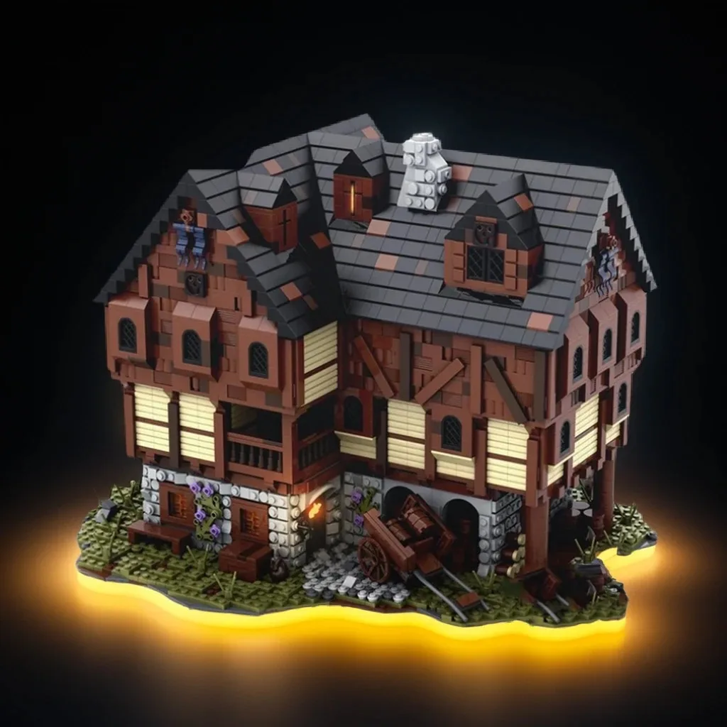 5098 деталей MOC: Средневековый дом-таверна (3 этажа), PDF-инструкция, модель замка, строительные блоки, конструктор, рождественский подарок, развивающая игрушка для детей, сделай сам