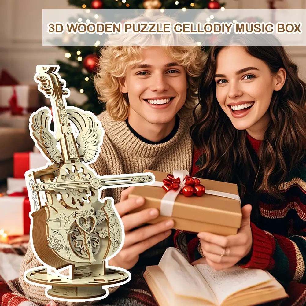 3D Wooden Puzzle Music Box Piano Model Kit DIY Assembly Musical Instrument Building Kits Home Decor Crafts Gift for Adults Kids