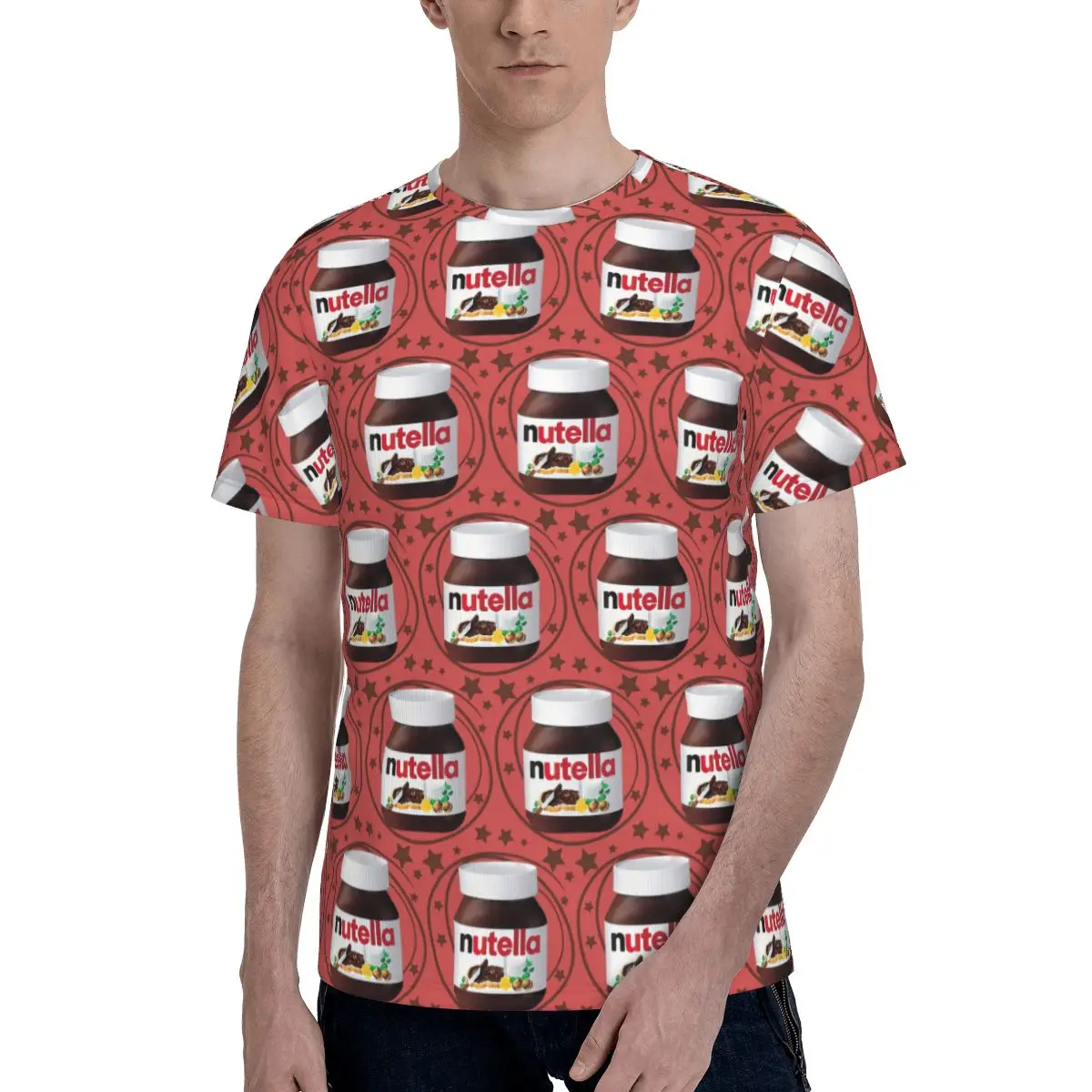 Nutella Swirls T-Shirt for Men Cotton T Shirts Men's Tees Short O-Neck Summer Clothes Tops