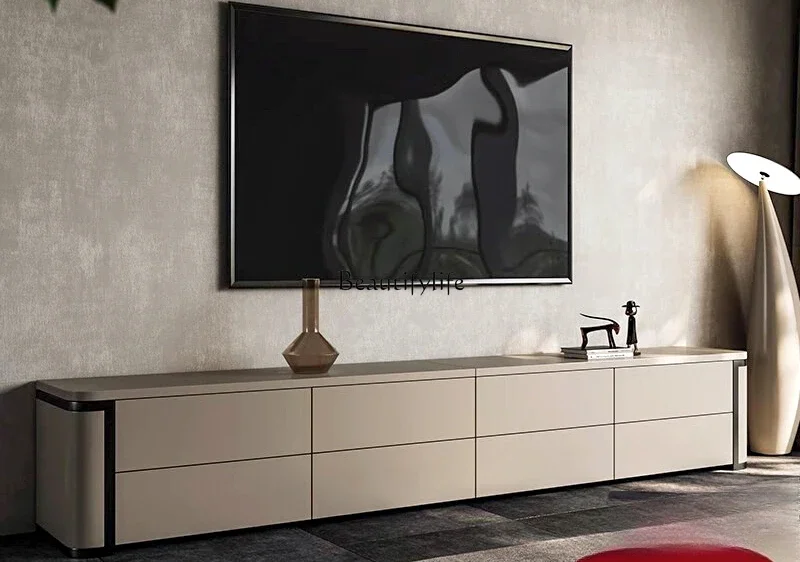 

Italian minimalist TV cabinet Modern minimalist high-end extended floor TV cabinet