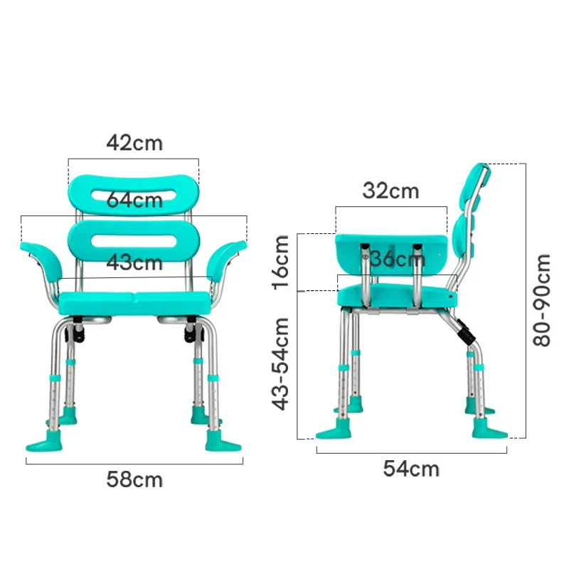 كرسي استحمام خاص لكبار السن، مقعد حمام واسع للغاية ومضاد للانزلاق للمرضى، تصميم مضاد للطرف، أدوات استحمام للتنقل