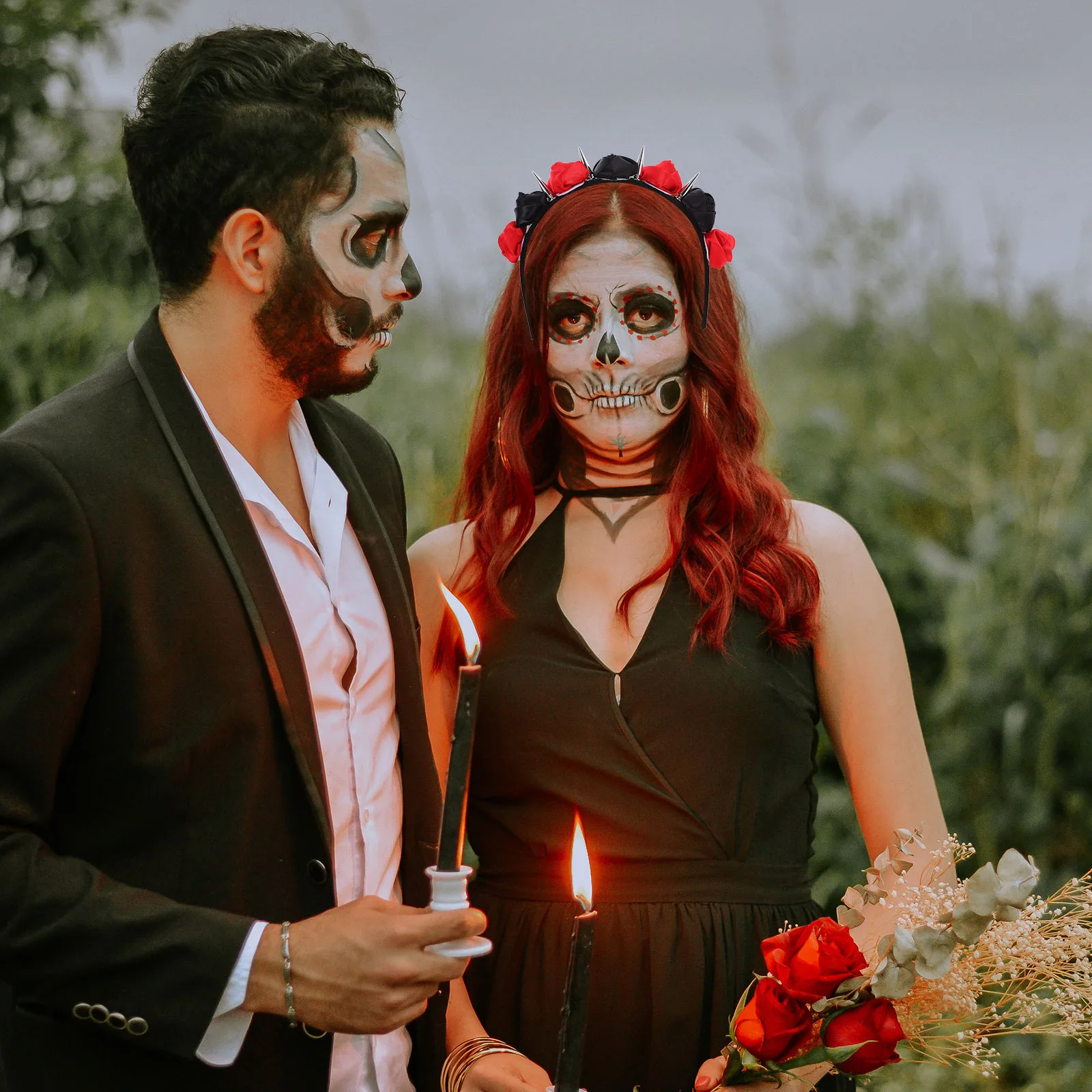 

Повязка на голову с имитацией цветка на Хэллоуин, дизайн розы, легкая одежда, легкий аксессуар для косплея, обруч для волос для женщин, девочек, дам