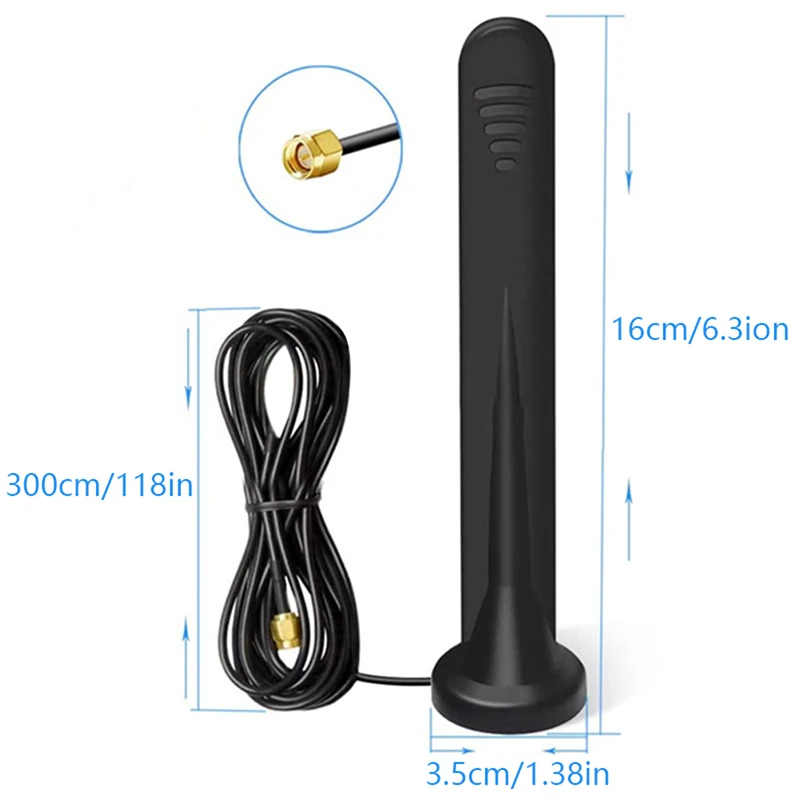 Antena de ganho aéreo Omni Outdoor Small Otário Antena magnética impermeável para roteador Wifi, TS9, CRC9, 5G, 5DBi, 600-6000MHz, GSM, 5G, 1Pc