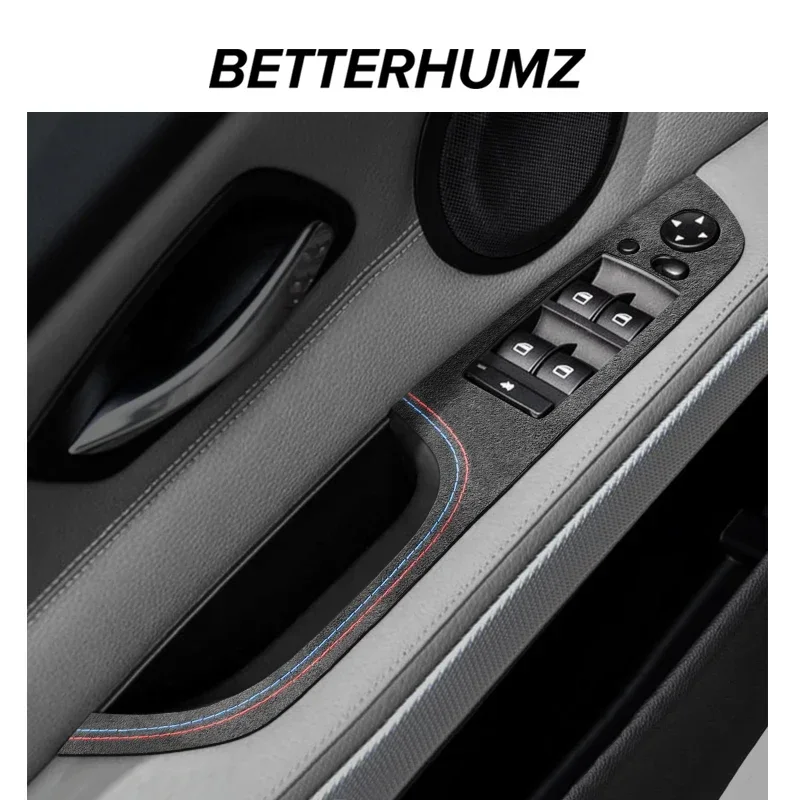 Betterhumz Car Door Armrest Window Switch Panel Sticker Trim for BMW E90 E91 E92 E93 325 2005-2012 Made of Alcantara Accessories