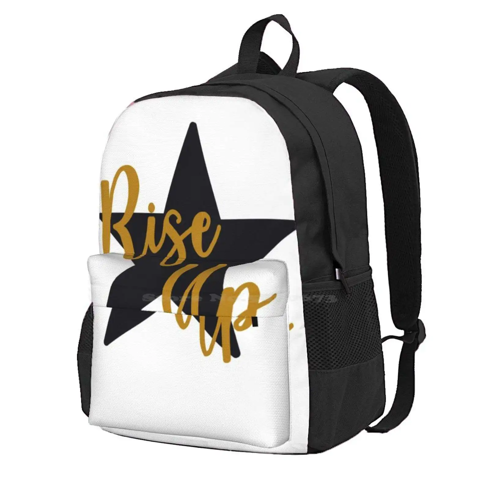 Rise Up Hot Sale Schoolbag Backpack Fashion Bags Rise Up My Shot Star Musical Cute Trendy Simple Gold Alexander Hamilton Aaron