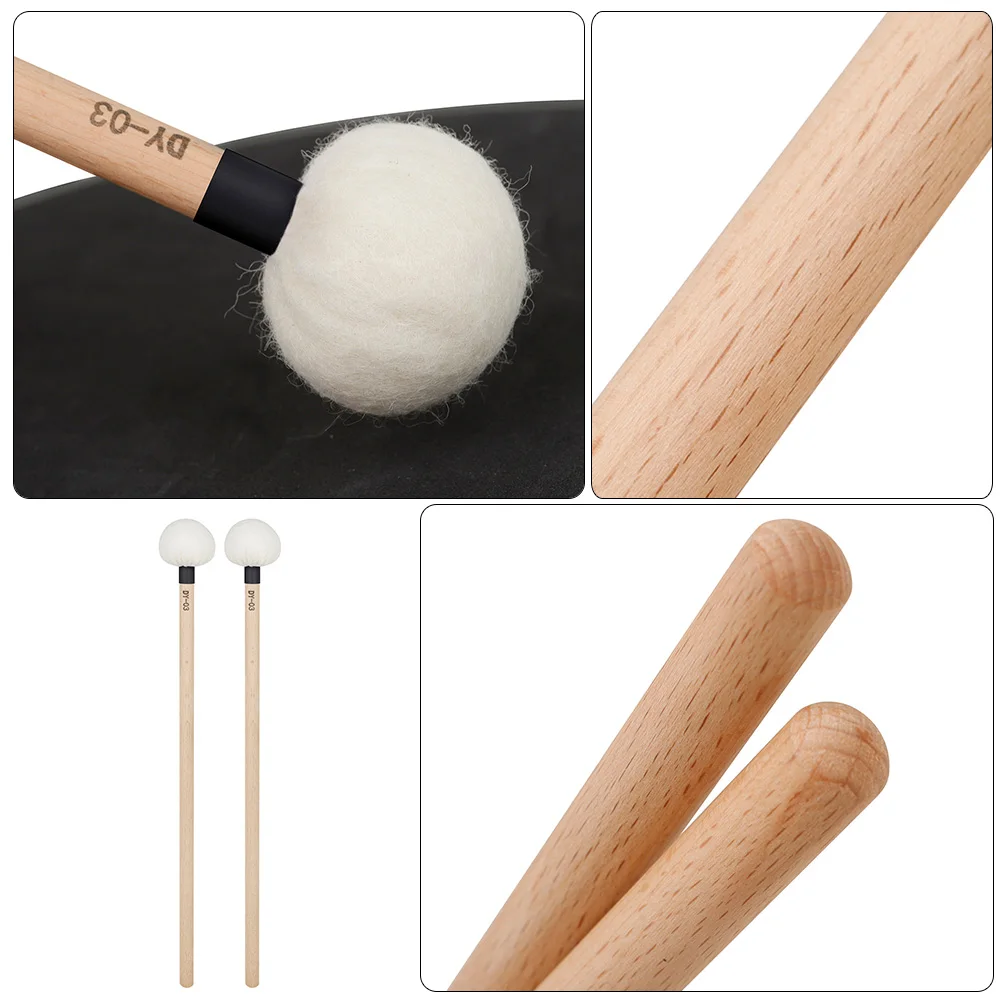 

2pcs Felt Drumstick Accessory Wood Handle Snare Drum Hammer For Percussion Instrument Durable Long Lifespan Musical Instrument