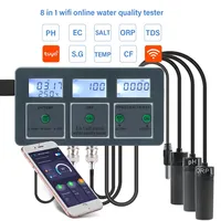 Tuya WiFi 8 In 1 Water Quality Tester S.G/PH/EC/ORP/TDS/CF/SALT/TEMP Measuring Analyzer DIY Water Quality Detector Water Monitor