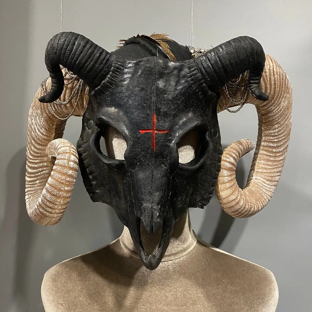 Gothic Sheep Horn Hat Cosplay Devil Horn Headwear Deluxe Halloween Cosplay Costume Mask Carnaval Masque Christmas Party Props