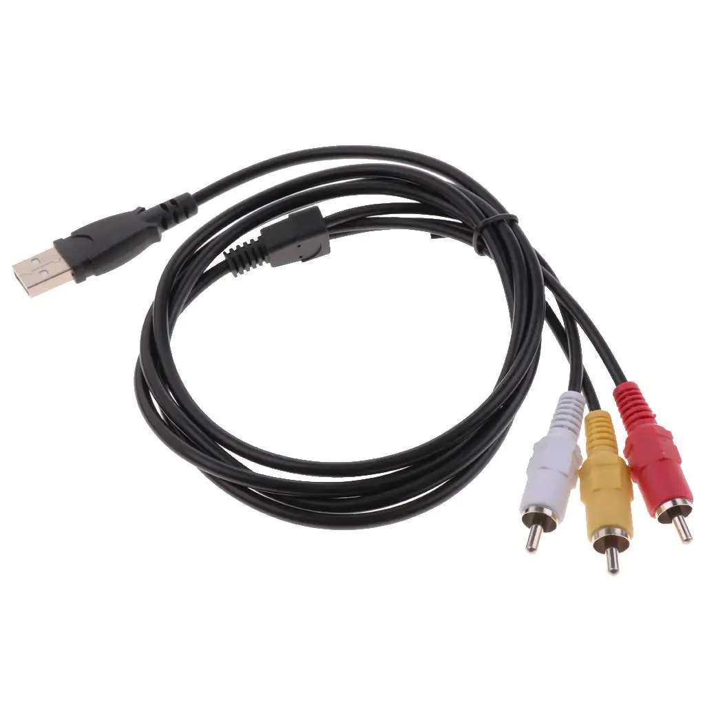 USB Audio Video Cable RCA Adapter 1.5m Plastic AV Cord for TV DVD Set Top Box Lotus Head