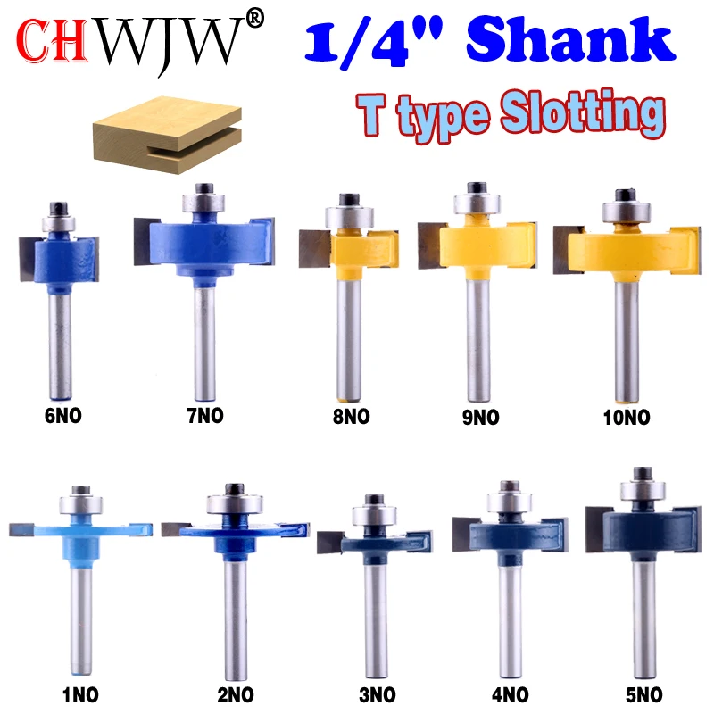

1 шт., 1/4 дюйма, Т-образные подшипники с хвостовиком, фреза по дереву, промышленный класс, фреза для резьбы по дереву, деревообрабатывающий инструмент, фрезы для дерева