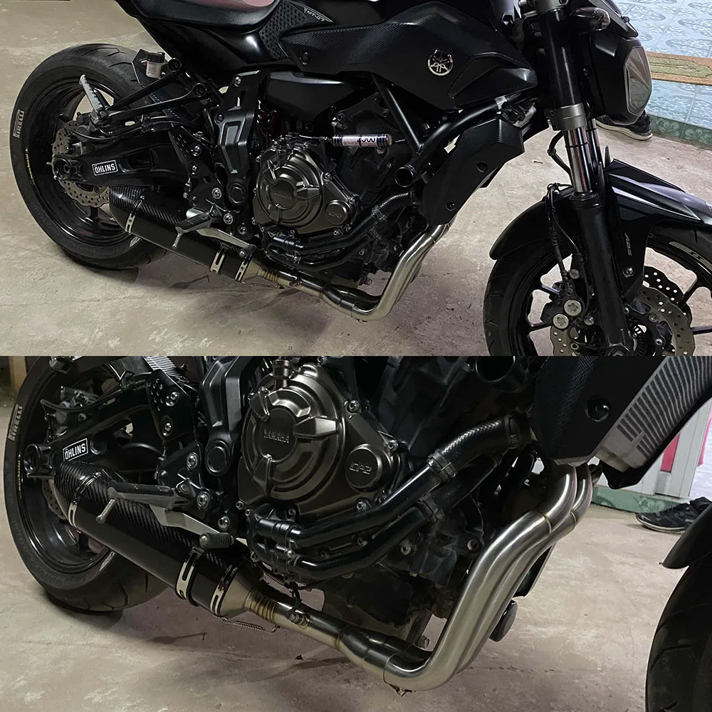 For YAMAHA MT07 FZ07 XSR700 Tracer 7 2014-25 R7 21-25 full Motorcycle Exhaust System Escape Manifold R77 Muffler with DB Killer - Image 6