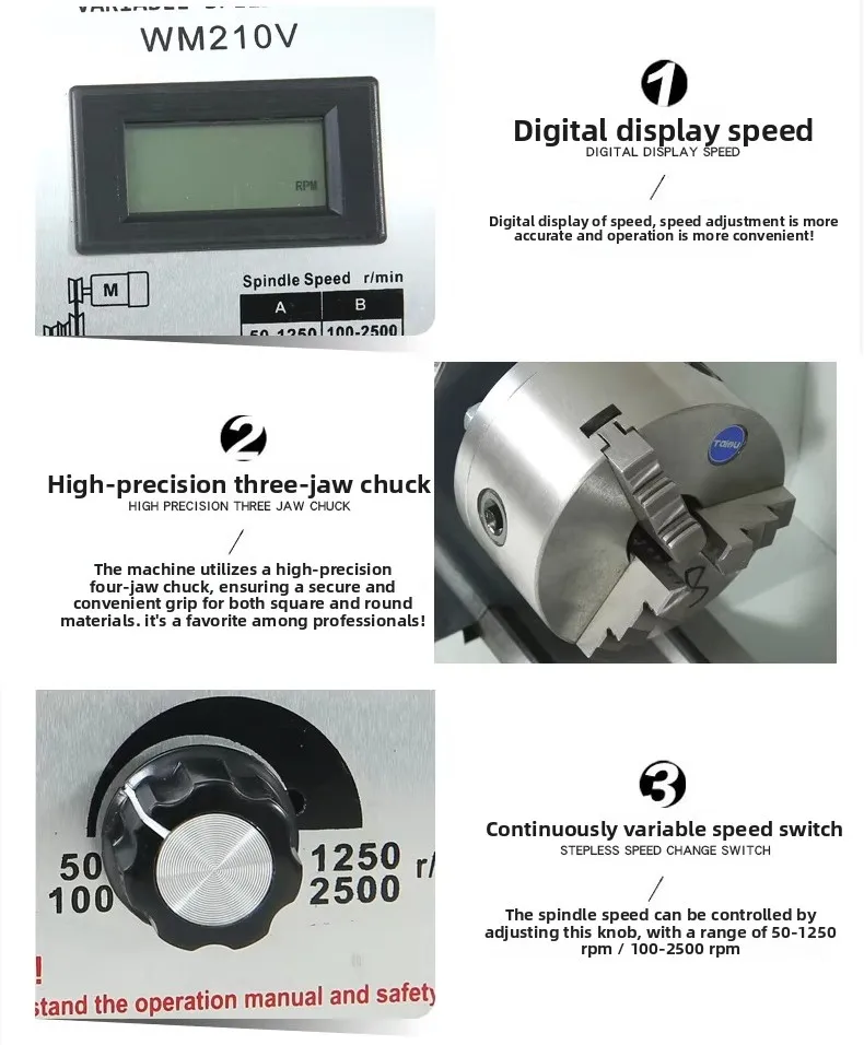 Micro Multi-Purpose Lathe Machine 210V, Compact DIY Tool for Wood and Metal Working in Small Home Workshops