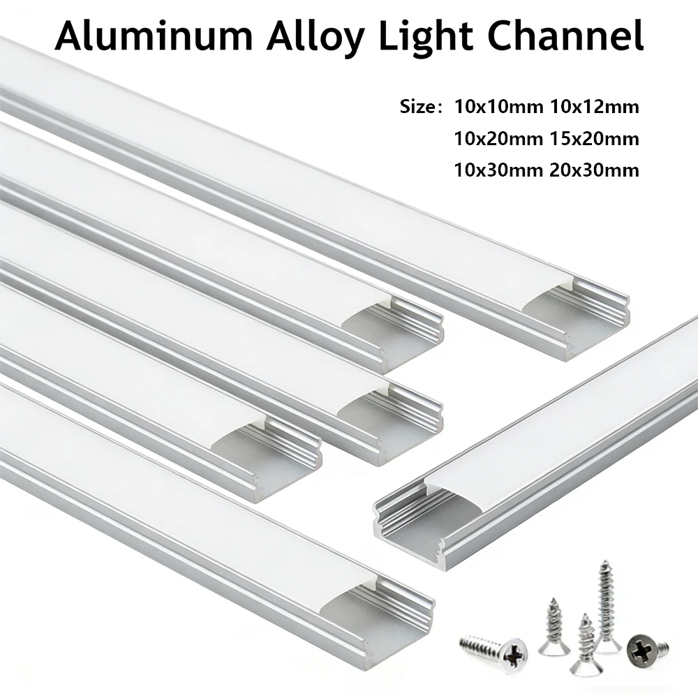 

1-3pcs LED Aluminum Profile with Milky White Diffuser Cover, U-Shape Channel for Even Glow & Glare-Free Strip Light Installation