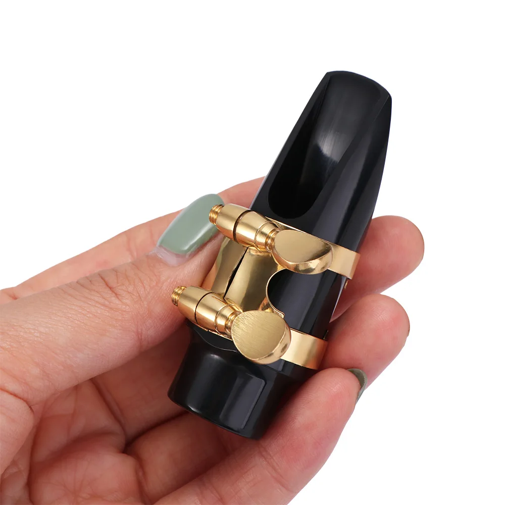 Alto/Tenor/Soprano Saxophone Mouthpiece Metal Buckle Dental Pad Sax Instrument Set Tube Head with Cap Clarinet Mouthpiece