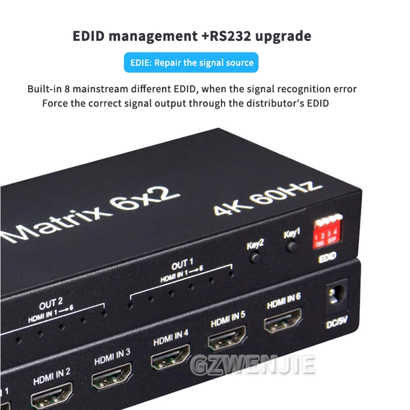 Матричный Коммутатор HDMI 2,0, 4K, 60 Гц, 6 х2 HDMI