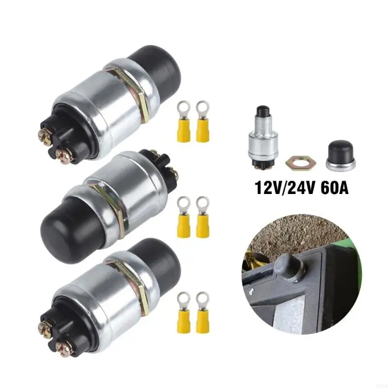 F1CF Heavy Duty 12V/24V 50A Waterproof Engine Start Switches strong  Metal Starter Button for Automotive Marine Applications