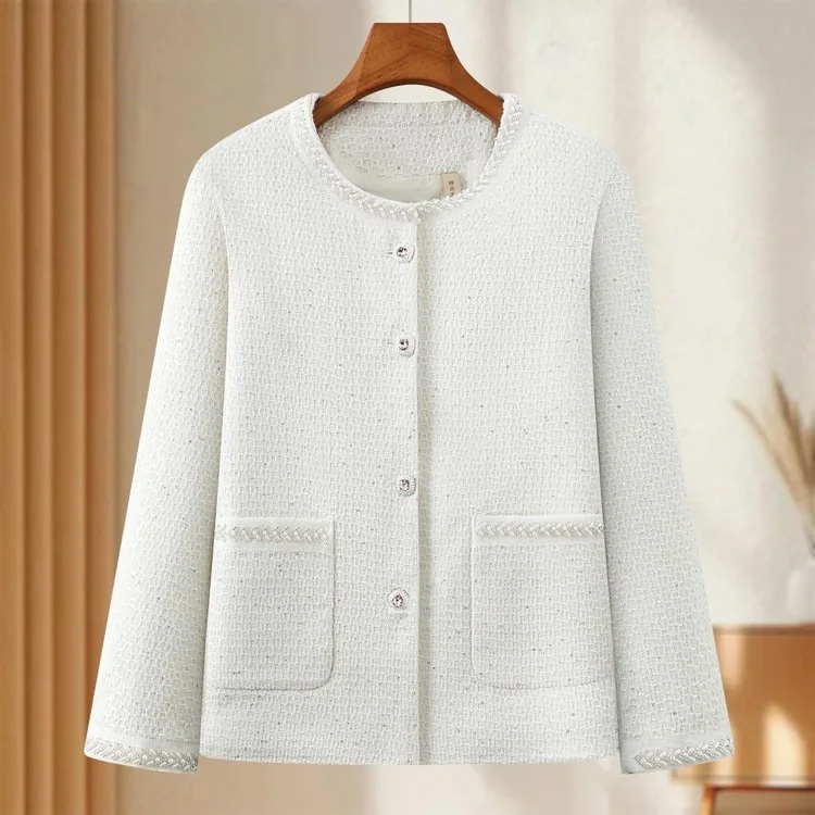 Tweed Jacket 2026 New Spring Women's White Fashion Temperament High-End Fashion Thin top Versatile Women Blazer With Lining