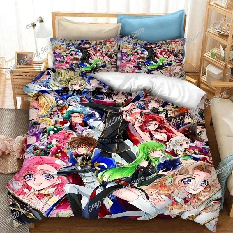 

Anime Code Geass 3D Bedding Set Duvet Cover Pillowcases Single Twin Full Queen King Size Home Decor Quilt Boys Gift