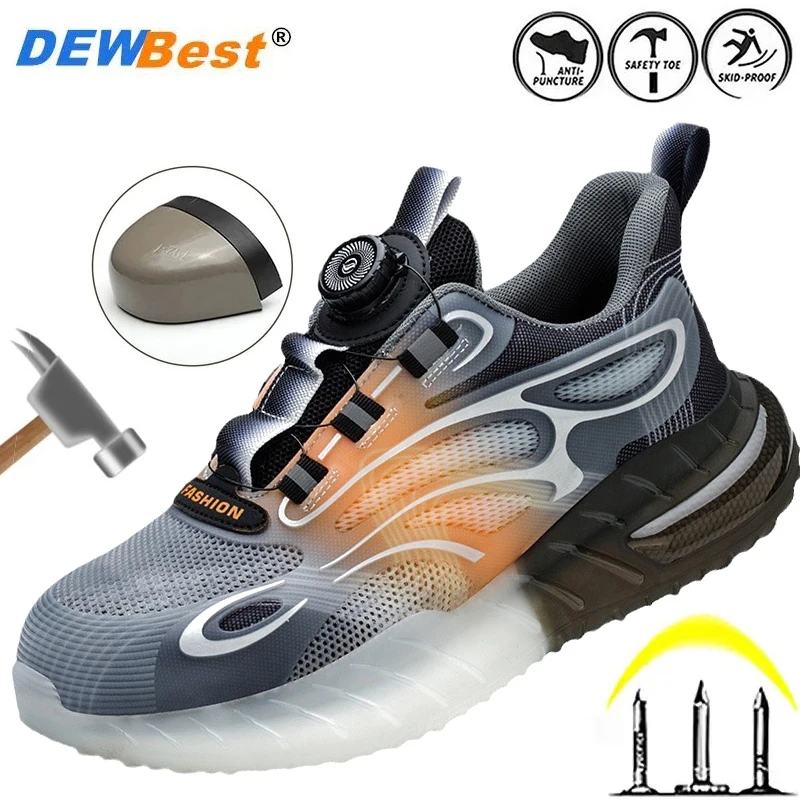 

Breathable and safe work protective shoes with steel toe caps, men's anti smashing and anti stab, wear-resistant shoes