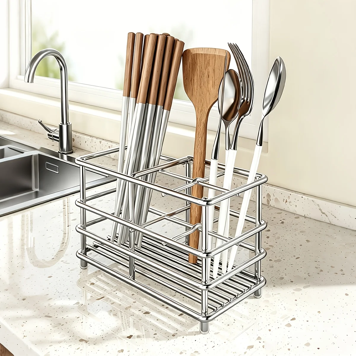 Desktop Storage Five Slots Freestanding Toothbrush Sorting Rack Space Saving No Assembly Bathroom Desktop Organizer