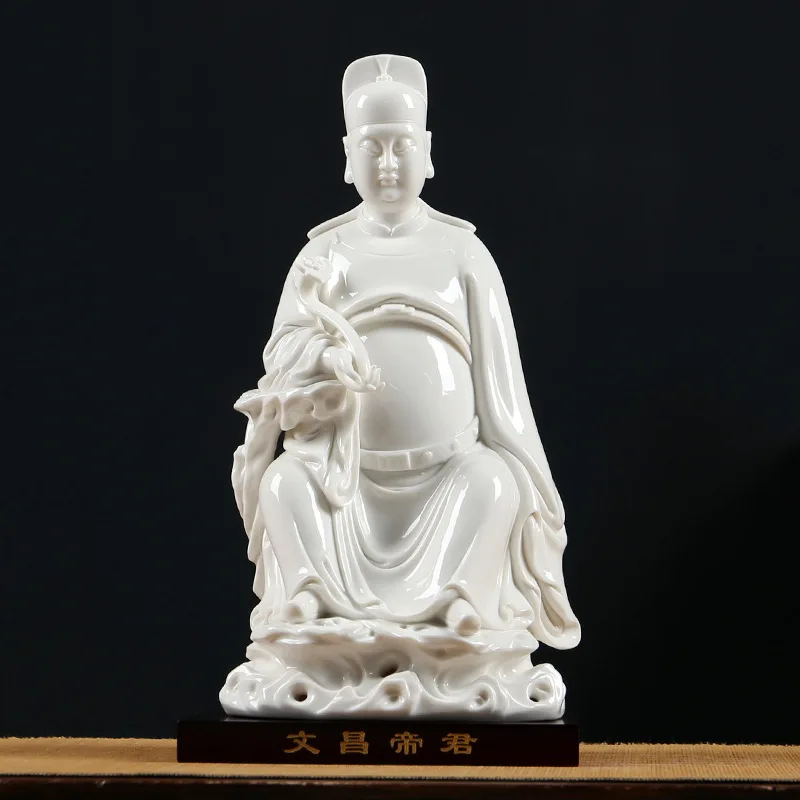 Cz ceramic wenchang emperor ornament for home worship buddha statue wenqu xingjun study statue dehua ceramic crafts